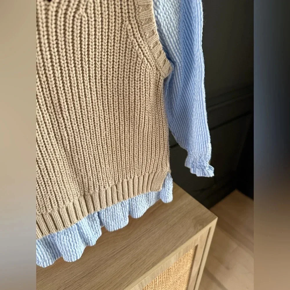 Zara • 2-3 Years • one piece Sweater Vest Searsucker Shirt